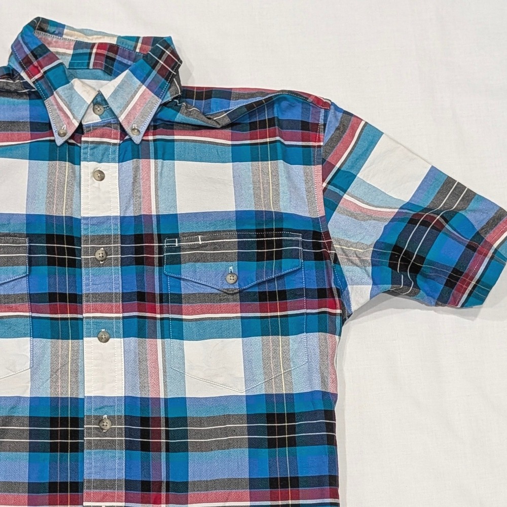 Wrangler Western Shirts Mens Medium Blue Plaid Short Sleeve Button Down MP2994M